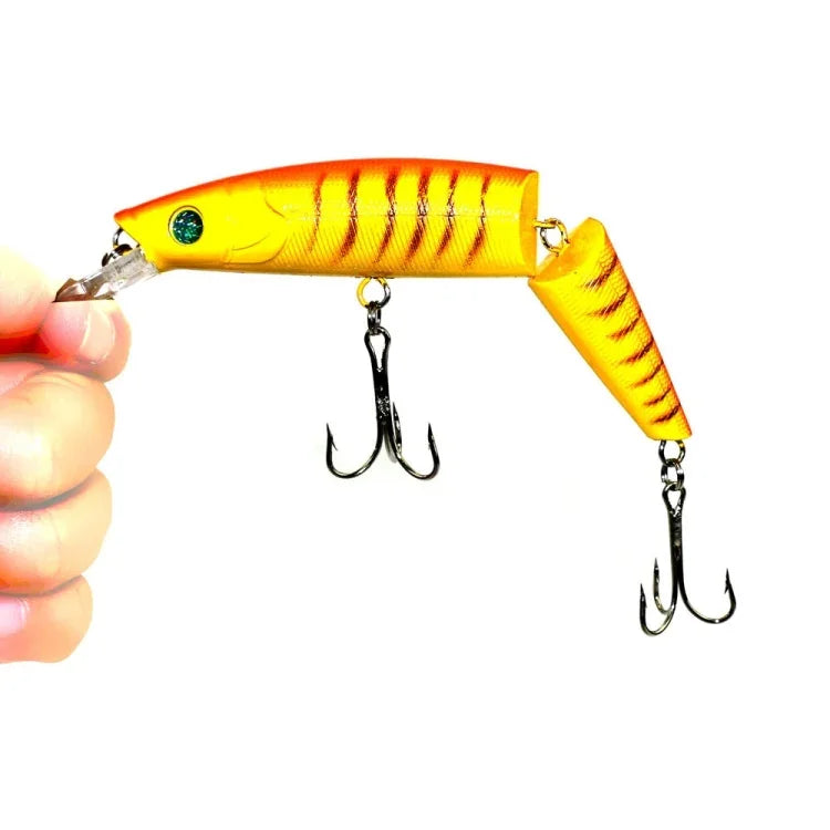 HENGJIA JM007-X 14cm 20.2g Leurres de pêche artificiels rigides en plastique à 2 sections avec hameçon triple, livraison de couleur aléatoire, JM007-X 14cm