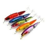 HENGJIA JM007-X 14cm 20.2g Leurres de pêche artificiels rigides en plastique à 2 sections avec hameçon triple, livraison de couleur aléatoire, JM007-X 14cm