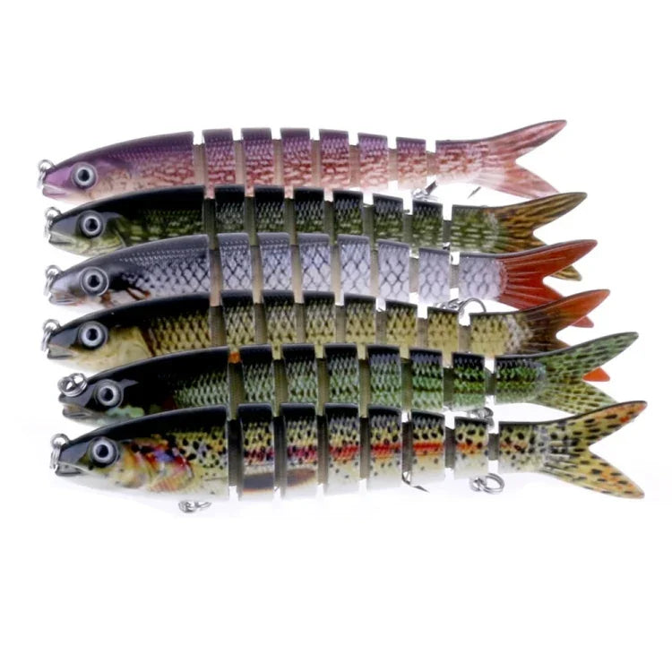 HENGJIA JM024-X 6# 13.6cm 18.7g Leurre de pêche artificiel en plastique dur multi-sections avec hameçon triple, couleur aléatoire, JM024-X 6# 13.6cm