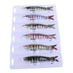 HENGJIA JM024-X 6# 13.6cm 18.7g Leurre de pêche artificiel en plastique dur multi-sections avec hameçon triple, couleur aléatoire, JM024-X 6# 13.6cm