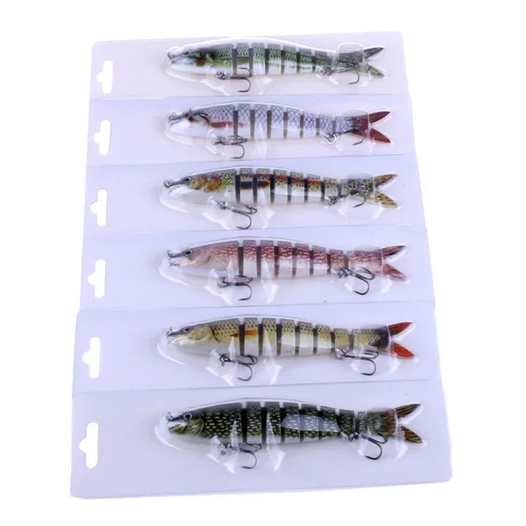 HENGJIA JM024-X 6# 13.6cm 18.7g Leurre de pêche artificiel en plastique dur multi-sections avec hameçon triple, couleur aléatoire, JM024-X 6# 13.6cm