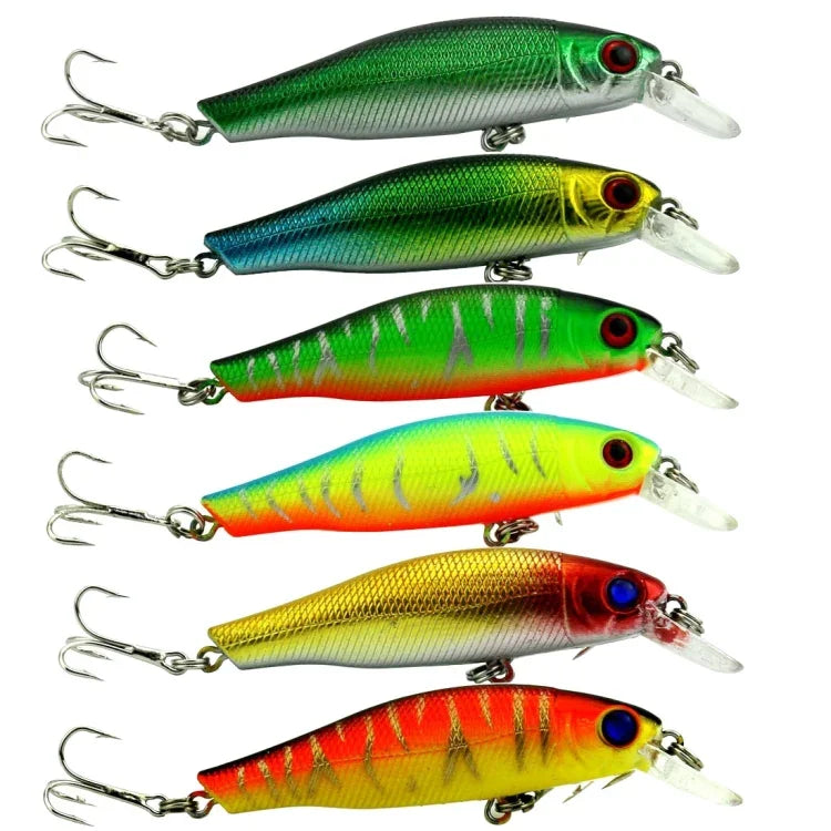 HENGJIA Lot de 6 Leurres Durs Minnow en Plastique 8,5cm 8,9g, Appâts de Pêche, 6 PCS 8.5cm 8.9g