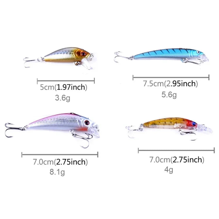 Ensemble de 26 leurres de pêche HENGJIA Minnow, 4 modèles, appâts durs en plastique, 26 pièces