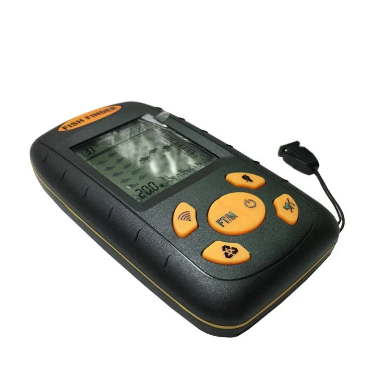 Détecteur de poissons portable à ultrasons, sondeur de profondeur et de température de l'eau avec transducteur de capteur sonar filaire et écran LCD, détecteur de poissons Noir