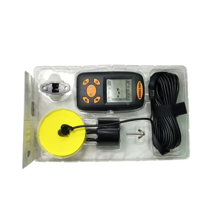 Détecteur de poissons portable à ultrasons, sondeur de profondeur et de température de l'eau avec transducteur de capteur sonar filaire et écran LCD, détecteur de poissons Noir