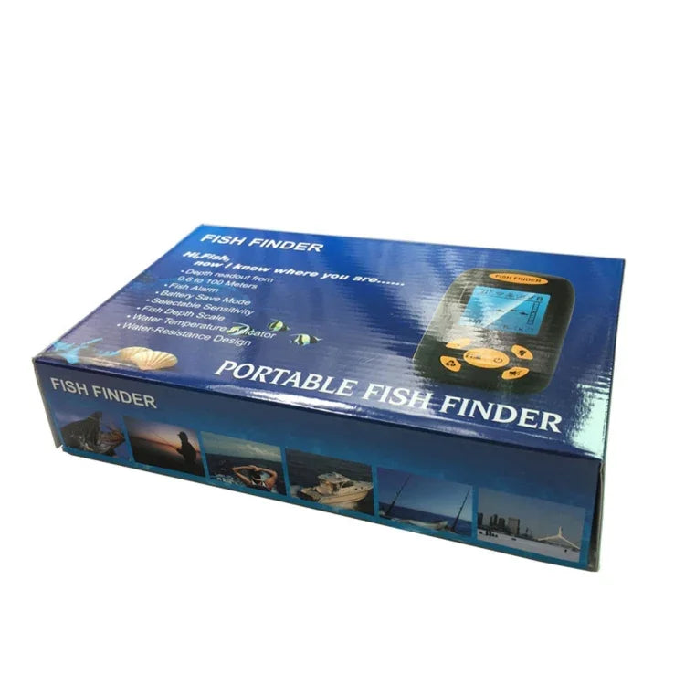 Détecteur de poissons portable à ultrasons, sondeur de profondeur et de température de l'eau avec transducteur de capteur sonar filaire et écran LCD, détecteur de poissons Noir