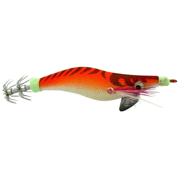 HENGJIA 8cm Leurre Dur en Plastique Calamar, Leurre Crevette, 1# (Magenta+Rouge Foncé), 2# (Orange + Jaune), 3# (Jaune), 5# (Magenta), 6# (Orange)