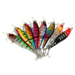 HENGJIA JM010-X 6# 8,8 cm 7,4 g Leurre de pêche artificiel dur en plastique en 2 sections avec hameçon triple, couleur aléatoire, JM010-X 6# 8,8 cm