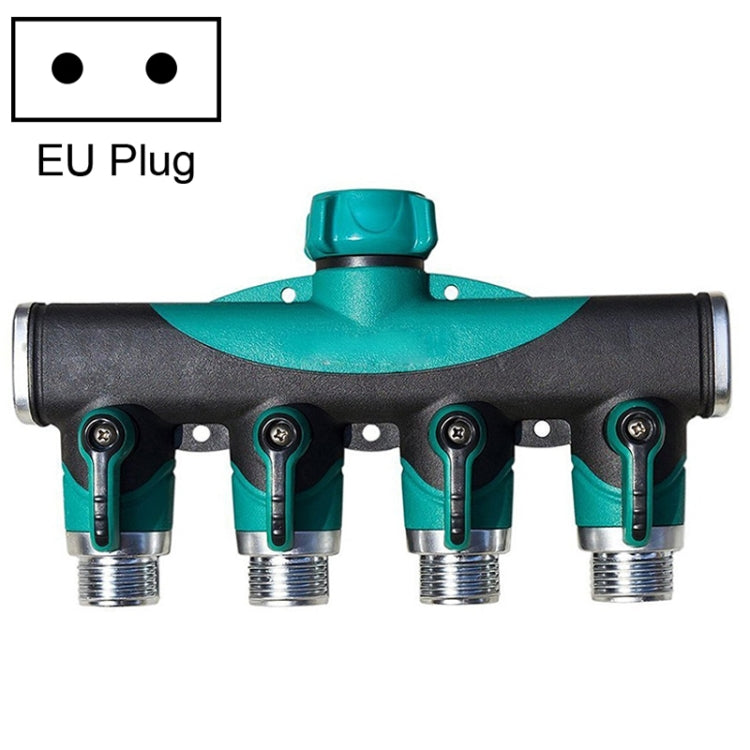 Arroseur de jardin multifonction 4 en 1, valve d'irrigation pelouse, contrôleur de répartition d'eau, dérivateur pour tuyau d'eau, prise EU, prise EU