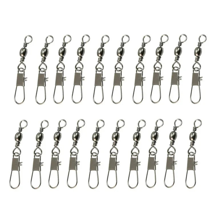 20x Hameçons 8# 3,5cm Émerillons barillets avec anneau de sécurité, 20x 8# 3,5cm