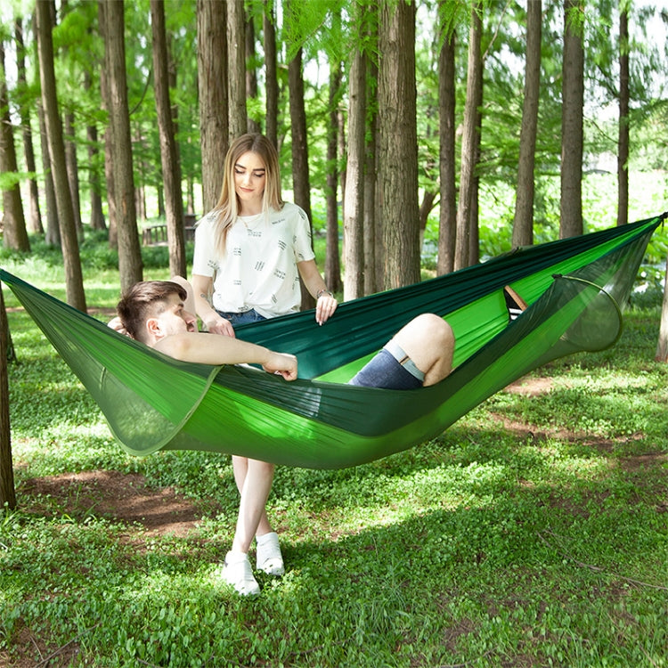 Hamac de camping extérieur portable en nylon parachute entièrement automatique avec moustiquaires, Taille : 290 x 140 cm, 290x140cm Vert, 290x140cm Bleu, 290x140cm Orange, 290x140cm Camouflage, 290x140cm Vert armée, 290x140cm Noir, 290x140cm Bleu foncé