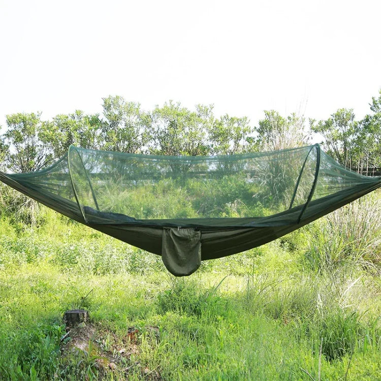 Hamac parachute en nylon entièrement automatique portable pour camping extérieur avec moustiquaire, Taille : 250 x 120 cm, 250x120cm Vert armée
