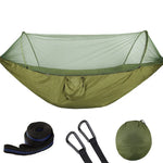 Hamac parachute en nylon entièrement automatique portable pour camping extérieur avec moustiquaire, Taille : 250 x 120 cm, 250x120cm Vert armée