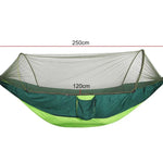 Hamac parachute en nylon entièrement automatique portable pour camping extérieur avec moustiquaire, Taille : 250 x 120 cm, 250x120cm Vert armée