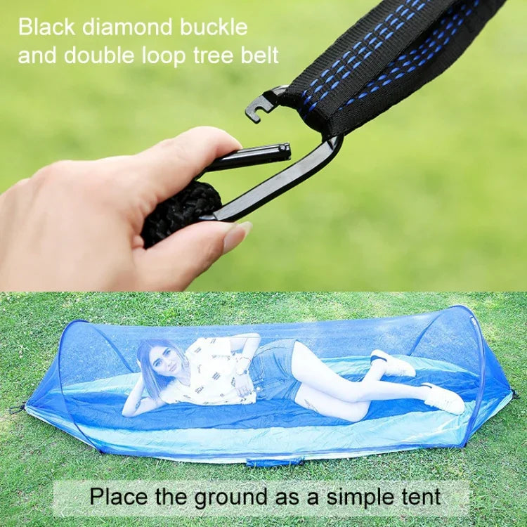 Hamac parachute en nylon entièrement automatique portable pour camping extérieur avec moustiquaire, Taille : 250 x 120 cm, 250x120cm Vert armée