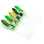 HENGJIA 5 Pcs Leurres Souples Pêche à l'Impact Appâts Grenouille Rayon avec Boîte en Plastique, Leurres Souples Pêche à l'Impact