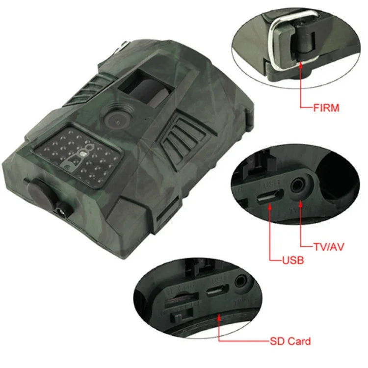 HT-001 1MP IP54 Waterproof IR Night Vision Security Hunting Trail Camera, Novatek96220 Program, 120 Degree Wide Angle, 100 Degree PIR Sensing Angle, HT-001