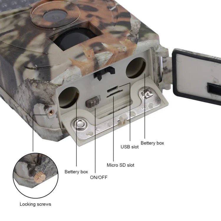 PR-100 Caméra de chasse de sécurité étanche IP54 1MP avec vision nocturne IR, programme Sunplus 1628, angle large 120 degrés, angle de détection PIR 100 degrés, PR100