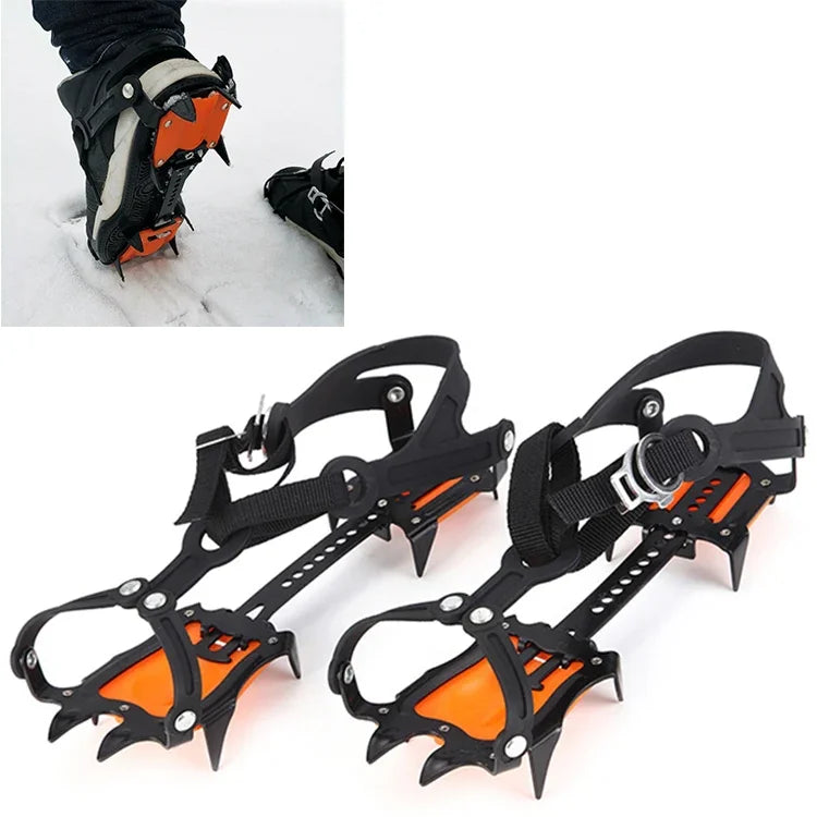 Aotu AT8701 Une paire de housses antidérapantes pour chaussures d'escalade sur glace à 10 dents, 10 dents Orange, 10 dents Jaune