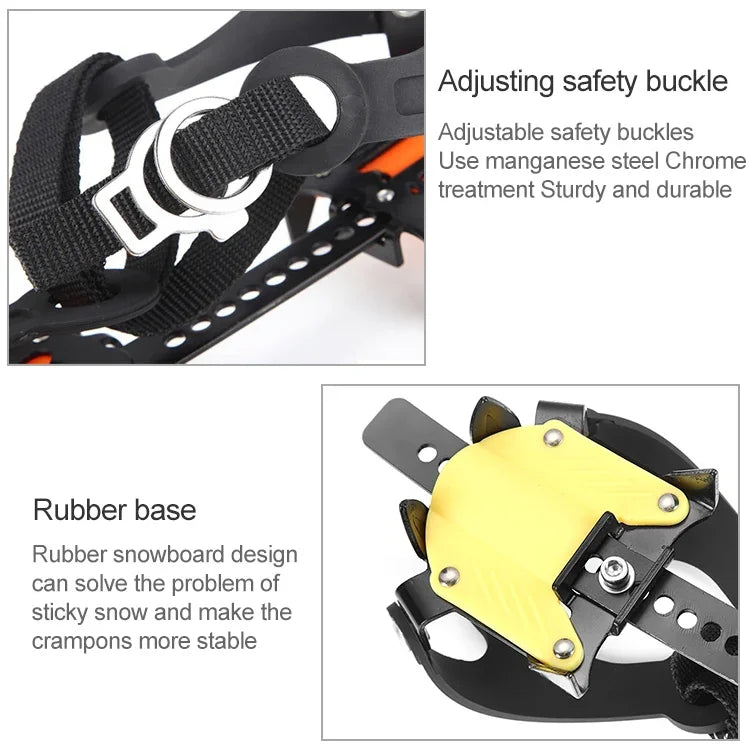 Aotu AT8701 Une paire de housses antidérapantes pour chaussures d'escalade sur glace à 10 dents, 10 dents Orange, 10 dents Jaune