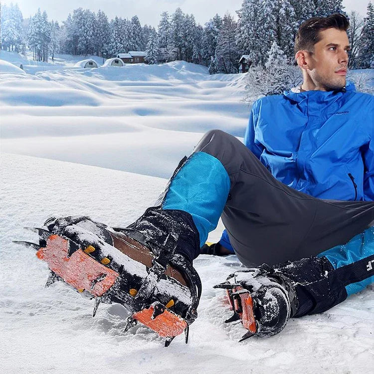 Aotu AT8701 Une paire de housses antidérapantes pour chaussures d'escalade sur glace à 10 dents, 10 dents Orange, 10 dents Jaune