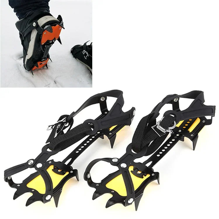 Aotu AT8701 Une paire de housses antidérapantes pour chaussures d'escalade sur glace à 10 dents, 10 dents Orange, 10 dents Jaune