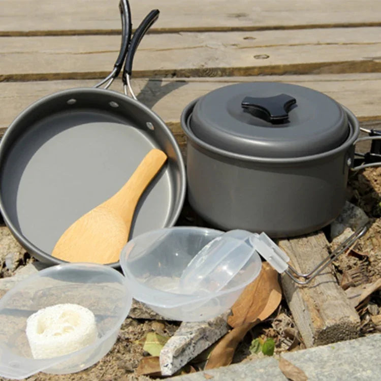 DS-500 Set de cuisine empilable ultra léger 15 pièces pour camping extérieur 4-5 personnes, Taille : Grande, DS-500 Taille : Grande
