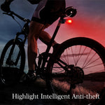 Feu arrière de vélo intelligent LED COB rechargeable USB étanche IP65 avec télécommande, distance de contrôle : 1-100 m, feu arrière étanche IP65