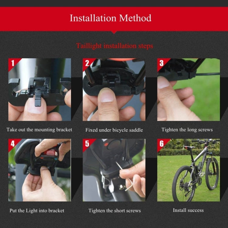Feu arrière de vélo intelligent LED COB rechargeable USB étanche IP65 avec télécommande, distance de contrôle : 1-100 m, feu arrière étanche IP65