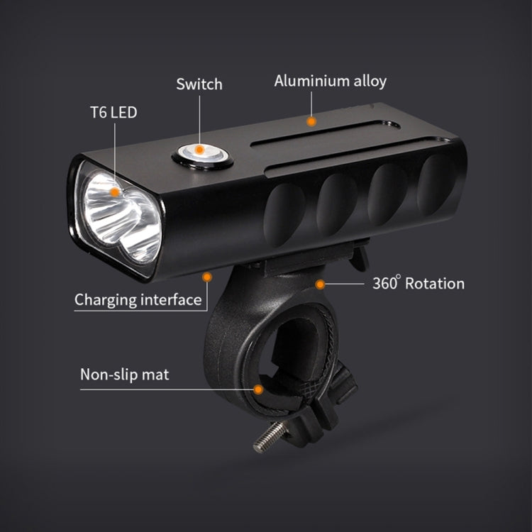 Lumière de vélo avant à LED BX2 rechargeable USB (3 heures, perles de lampe L2), 3 heures, perles de lampe L2