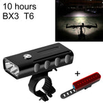 Lumière de vélo avant à LED BX3 rechargeable USB (10 heures, lampe T6+A02), 10 heures, lampe T6+A02