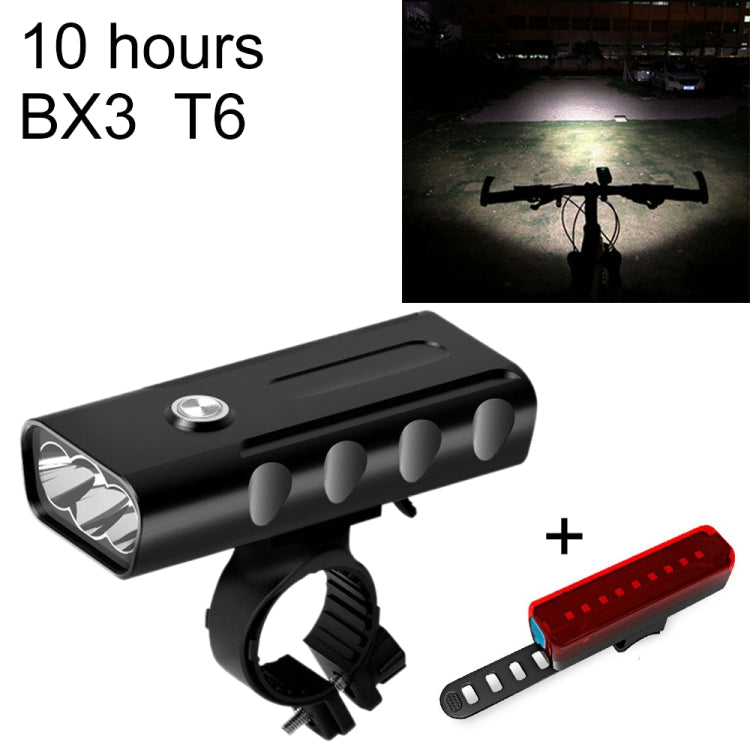 Lumière de vélo avant à LED BX3 rechargeable USB (10 heures, lampe T6+A02), 10 heures, lampe T6+A02