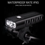 Lumière de vélo avant à LED BX3 rechargeable USB (10 heures, lampe T6+A02), 10 heures, lampe T6+A02
