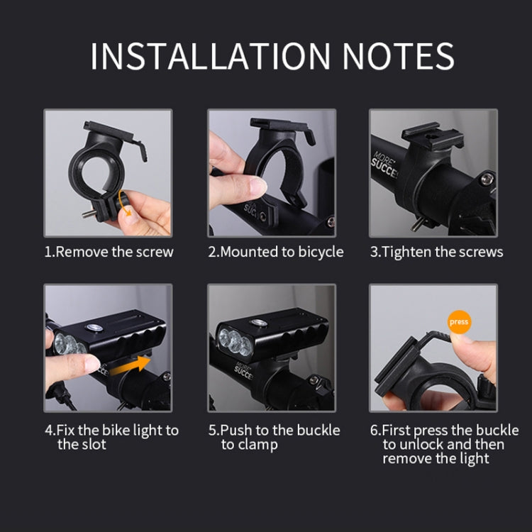Lumière de vélo avant à LED BX3 rechargeable USB (10 heures, lampe T6+A02), 10 heures, lampe T6+A02