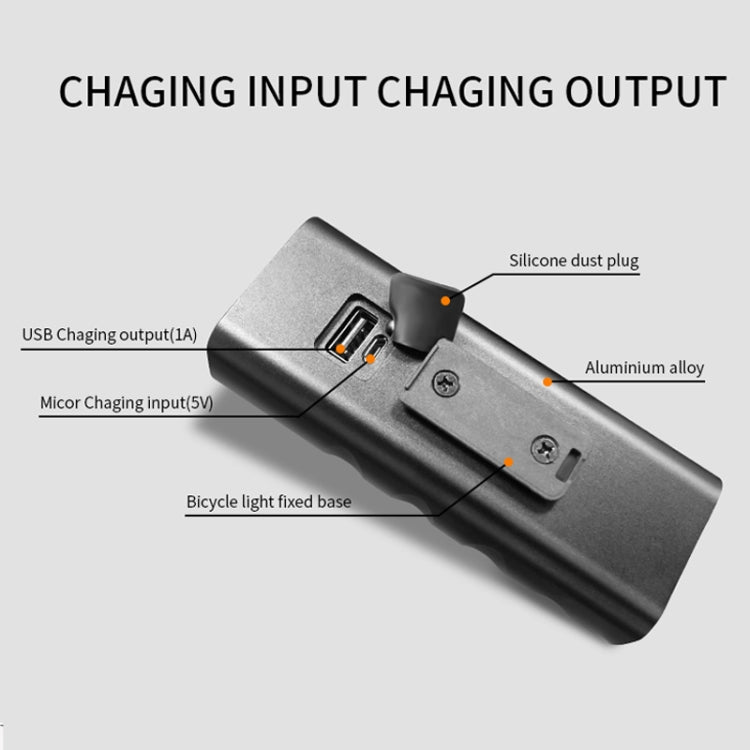Lumière de vélo avant à LED BX3 rechargeable USB (10 heures, lampe T6+A02), 10 heures, lampe T6+A02