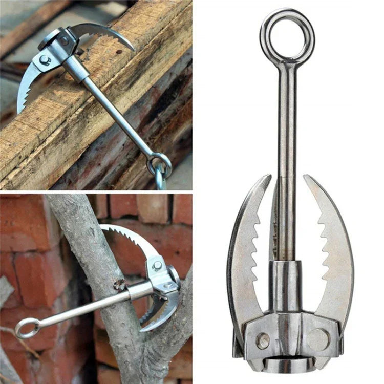 KS042 Mousqueton de survie pour sport en plein air, crochet pliant à trois griffes pour escalade sur glace, roche et montagne