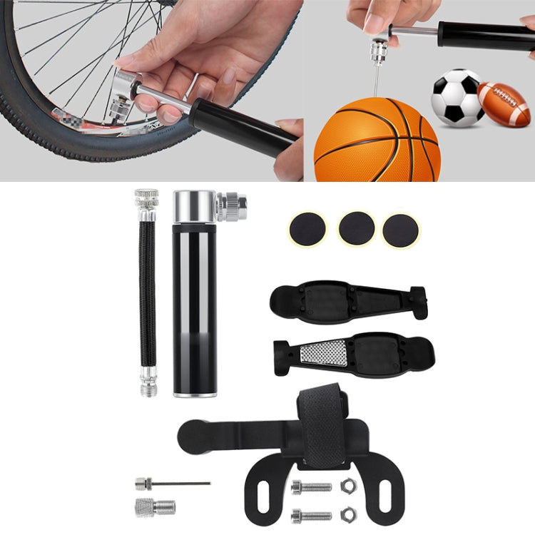 Pompe manuelle mini portable en alliage d'aluminium pour vélo + rustine sans colle en plastique + démonte-pneu, Gonfleur + rustine sans colle en plastique + démonte-pneu noir, Gonfleur + rustine sans colle en plastique + démonte-pneu rouge