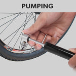 Pompe manuelle mini portable en alliage d'aluminium pour vélo + rustine sans colle en plastique + démonte-pneu, Gonfleur + rustine sans colle en plastique + démonte-pneu noir, Gonfleur + rustine sans colle en plastique + démonte-pneu rouge