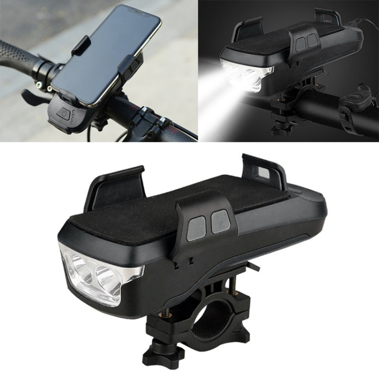 Cloche de vélo multifonction 4 en 1 avec support téléphone, lampe de vélo et lampe de poche, Support téléphone 4 en 1