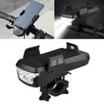 Cloche de vélo multifonction 4 en 1 avec support téléphone, lampe de vélo et lampe de poche, Support téléphone 4 en 1