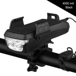 Cloche de vélo multifonction 4 en 1 avec support téléphone, lampe de vélo et lampe de poche, Support téléphone 4 en 1