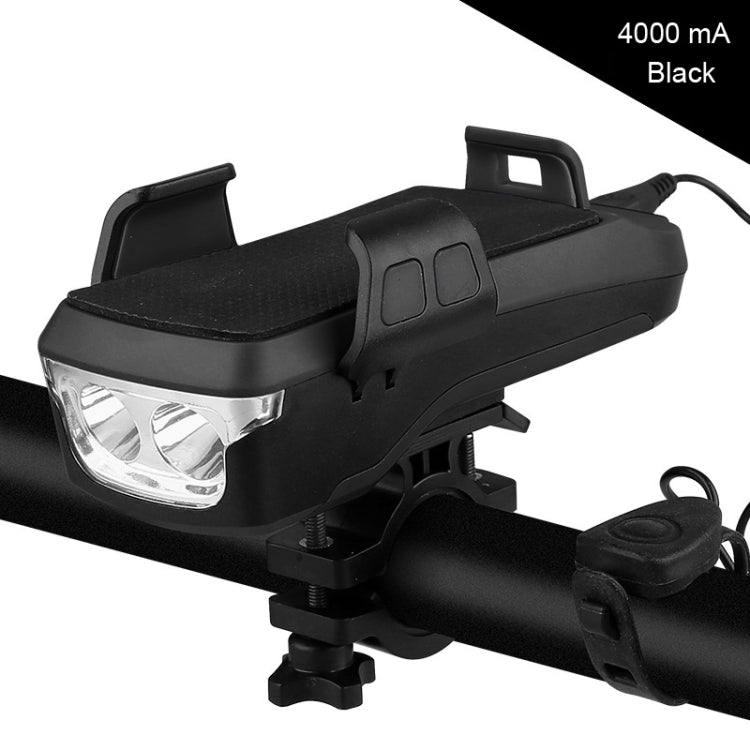 Cloche de vélo multifonction 4 en 1 avec support téléphone, lampe de vélo et lampe de poche, Support téléphone 4 en 1