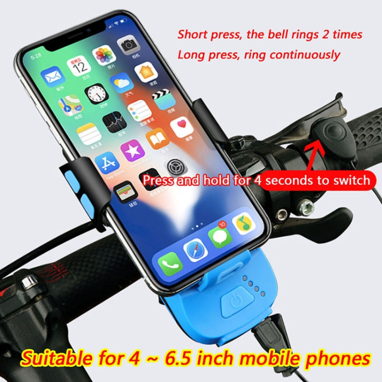 Cloche de vélo multifonction 4 en 1 avec support téléphone, lampe de vélo et lampe de poche, Support téléphone 4 en 1