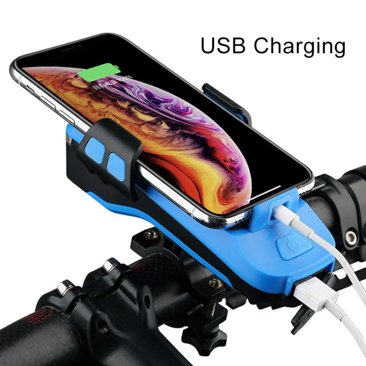 Cloche de vélo multifonction 4 en 1 avec support téléphone, lampe de vélo et lampe de poche, Support téléphone 4 en 1