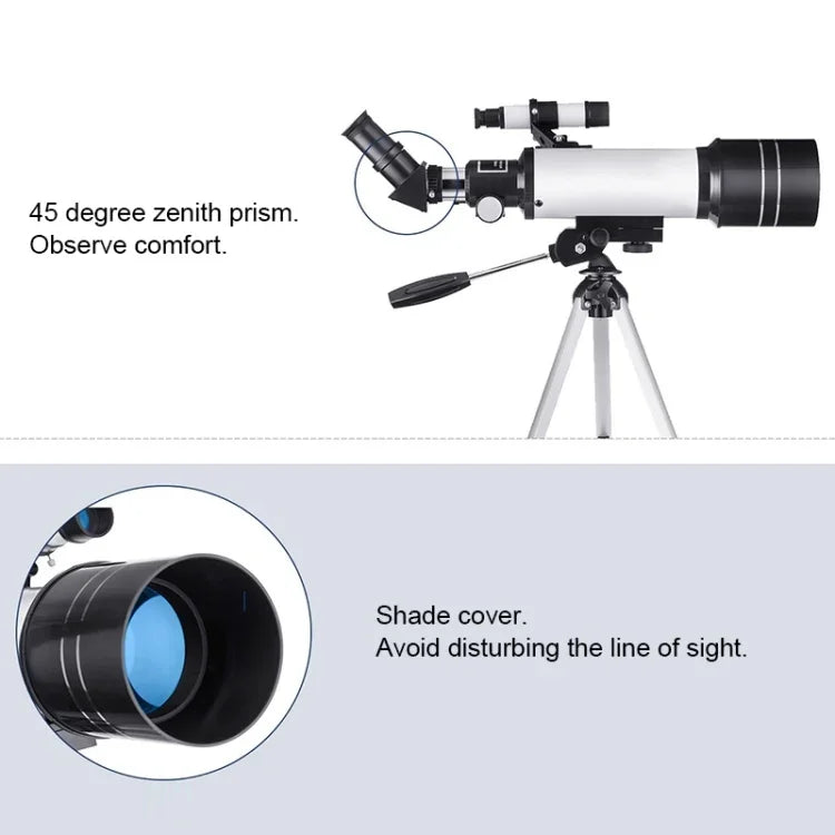 Télescope astronomique haute définition WR852 16x/66x70 avec trépied, 66x70 Bleu