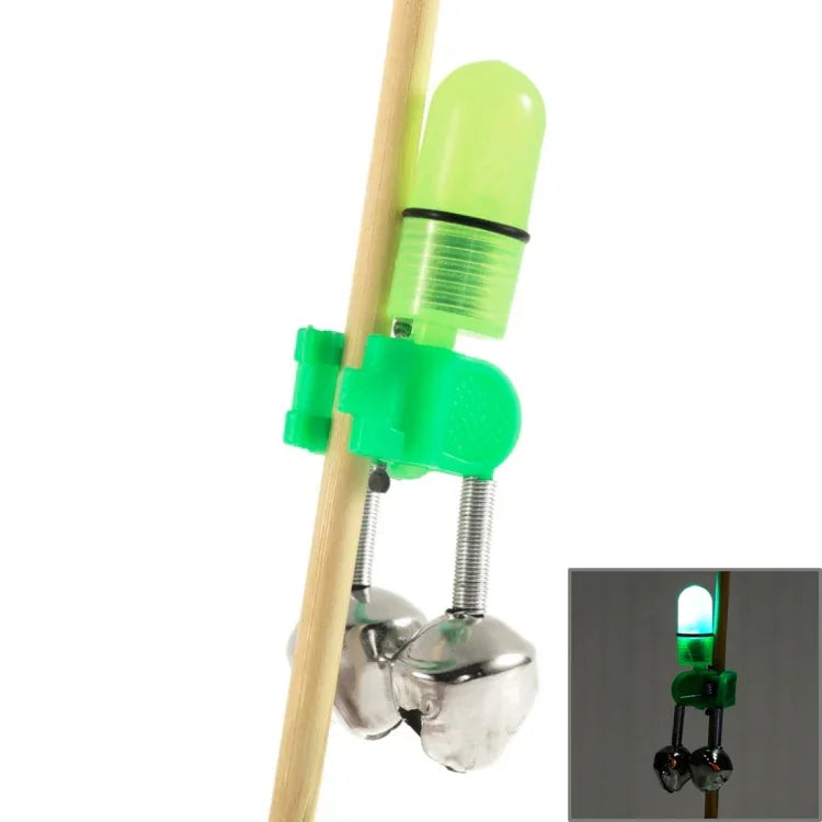 10 CLES Accessoire de pêche Double clochette Clip d'alarme de touche de pêche avec veilleuse LED, Clochettes d'alarme de pêche