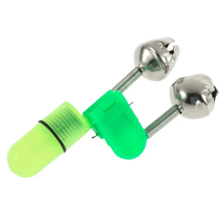 10 CLES Accessoire de pêche Double clochette Clip d'alarme de touche de pêche avec veilleuse LED, Clochettes d'alarme de pêche
