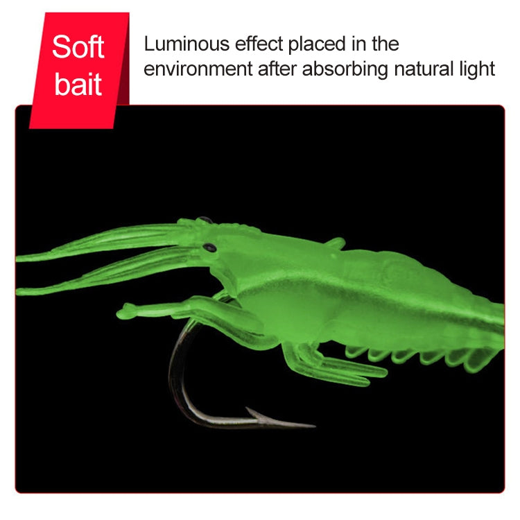 10 pièces d'appâts souples artificiels crevettes de pêche 4cm Leurre Popper avec hameçon, crevette verte avec hameçon, crevette transparente avec hameçon, crevette artificielle avec hameçon, crevette lumineuse avec hameçon, crevette rose avec hameçon