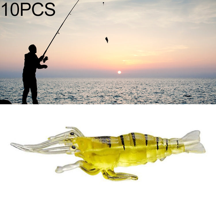 10 leurres souples de pêche de 4 cm Popper Poper, crevette rose, crevette verte, crevette transparente, crevette artificielle, crevette lumineuse
