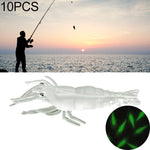 10 leurres souples de pêche de 4 cm Popper Poper, crevette rose, crevette verte, crevette transparente, crevette artificielle, crevette lumineuse
